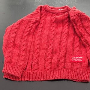 Petit Patapon Red Cable Knit Sweater
